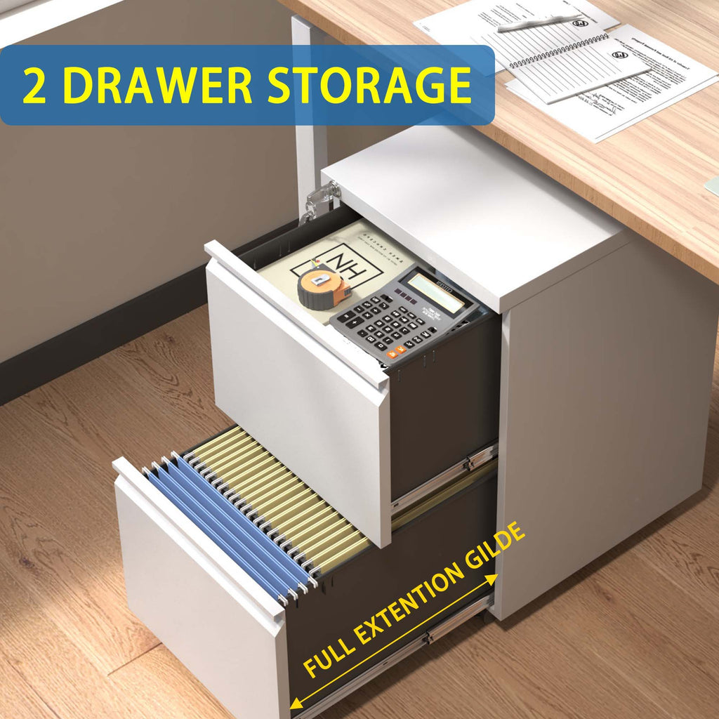 Metal Drawer Mobile File Cabinet with Lock for Secure Organization - White or Black
