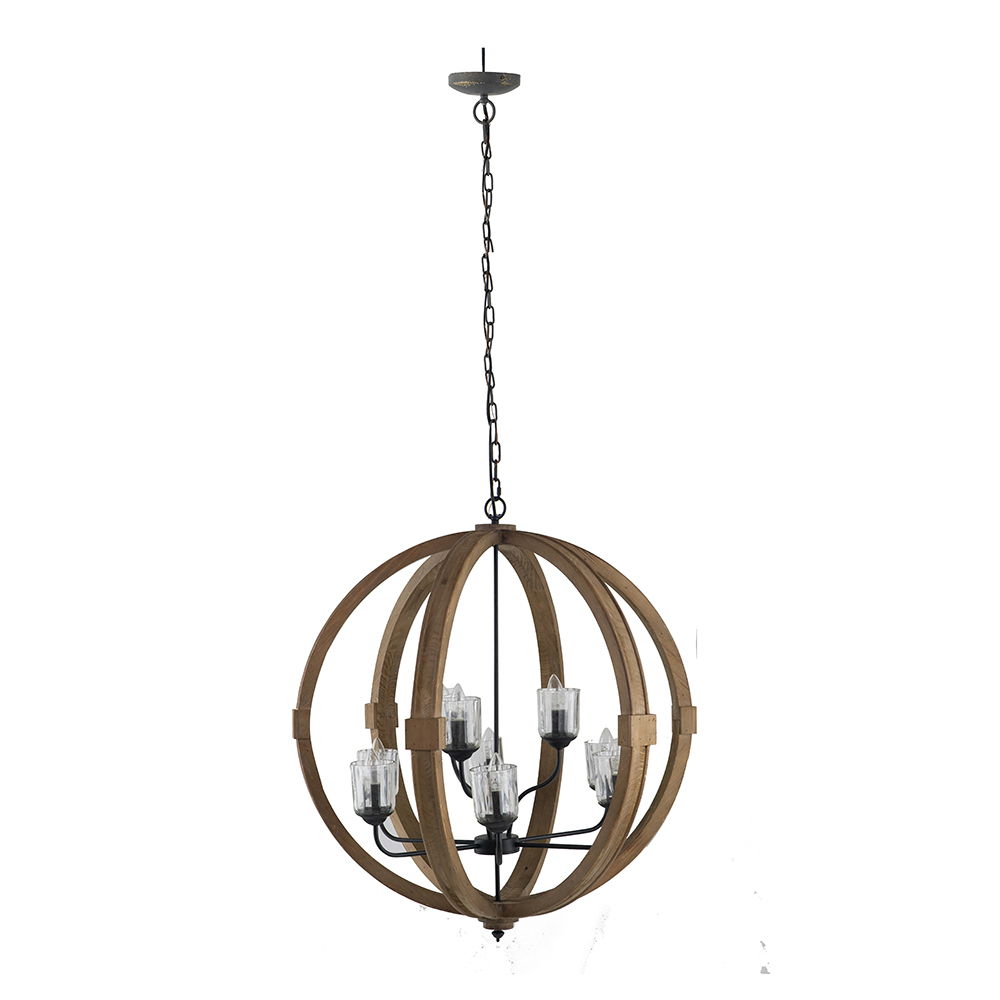 Hanging Light Fixture Chandelier with Adjustable Chain - Light Brown or White