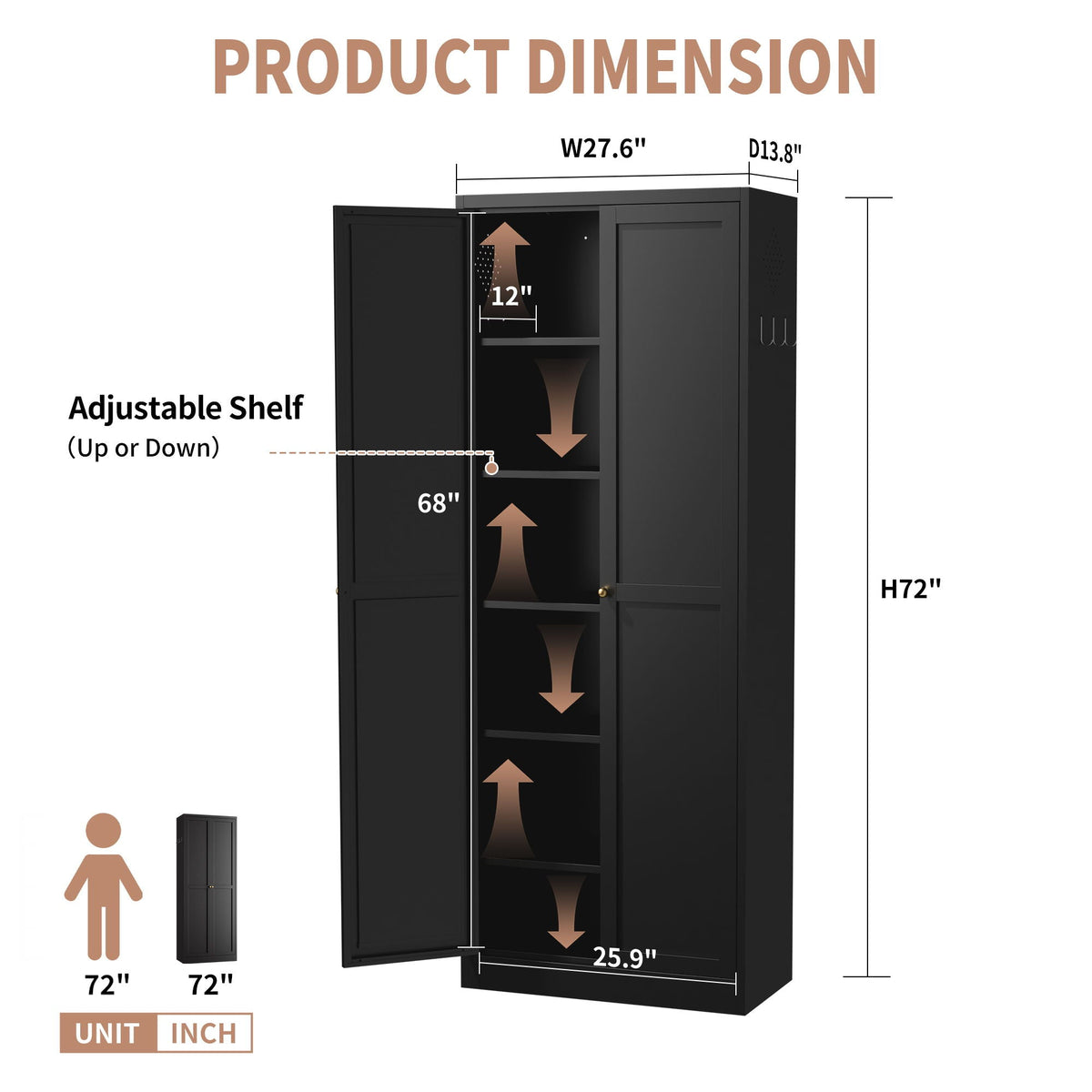 Kitchen Pantry Cabinet With 4 Adjustable Shelves