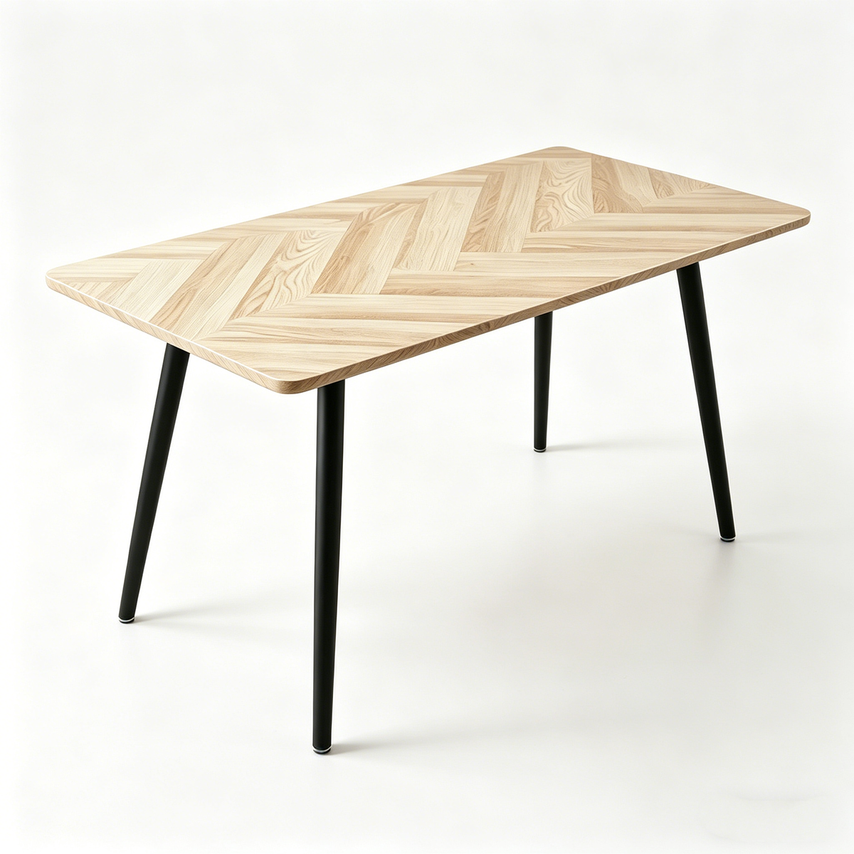 Modern Minimalist MDF Dining Table with Sleek Metal Frame - Wood Color