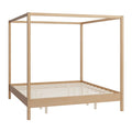 Canopy Bed Frame 4 Poster Platform Bed with Slats Support - Light Brown