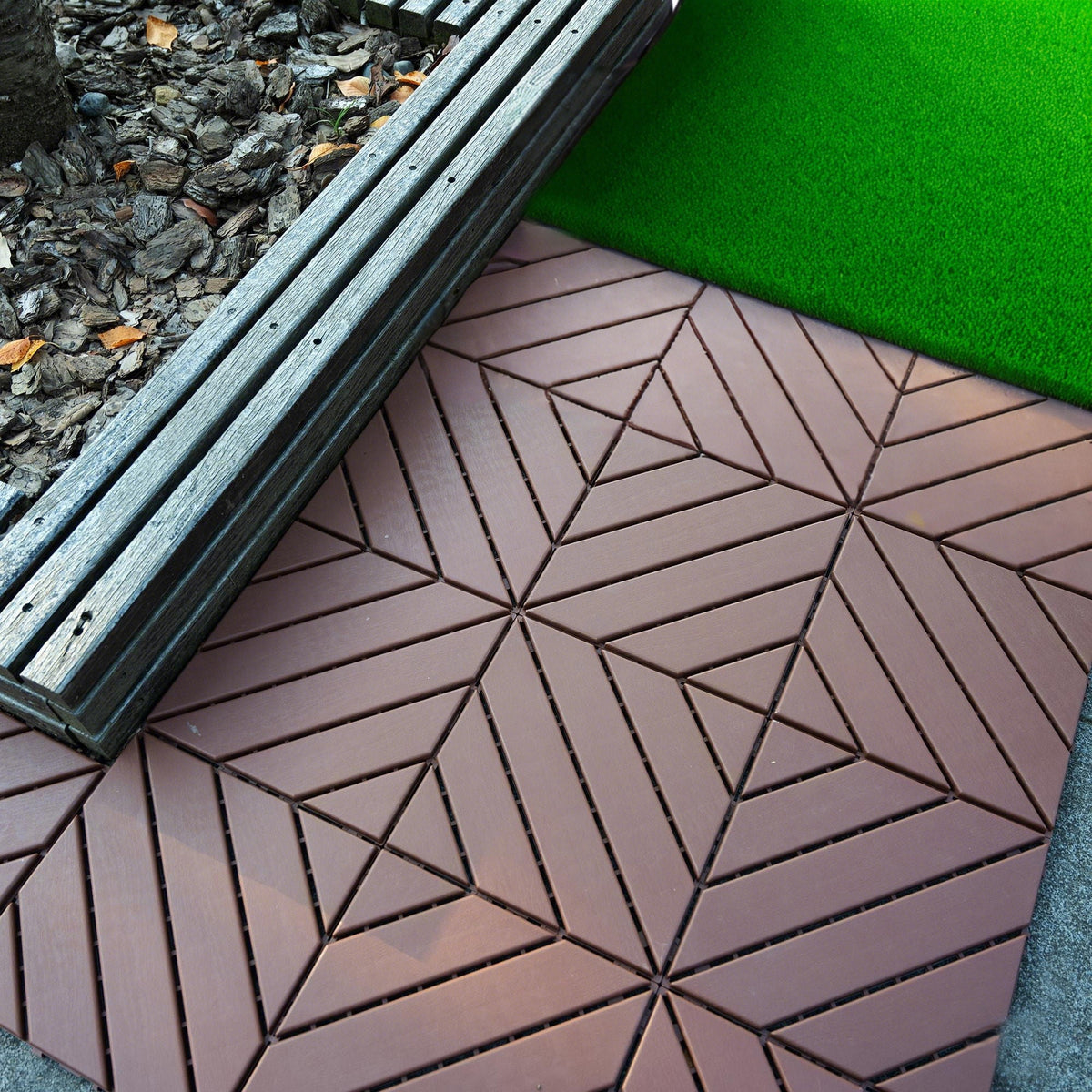 Durable Plastic Interlocking Deck Tiles with Waterproof Design - Dark Gray or Brown