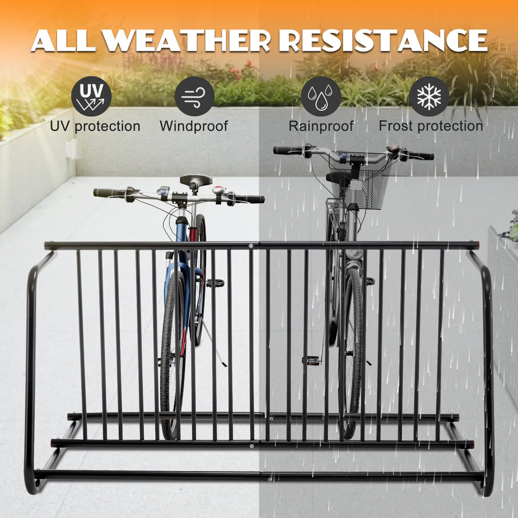 10-Bike Floor Rack with Double-Sided Storage - Metal