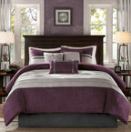 7 Piece Purple Faux Suede Comforter Set Full Size