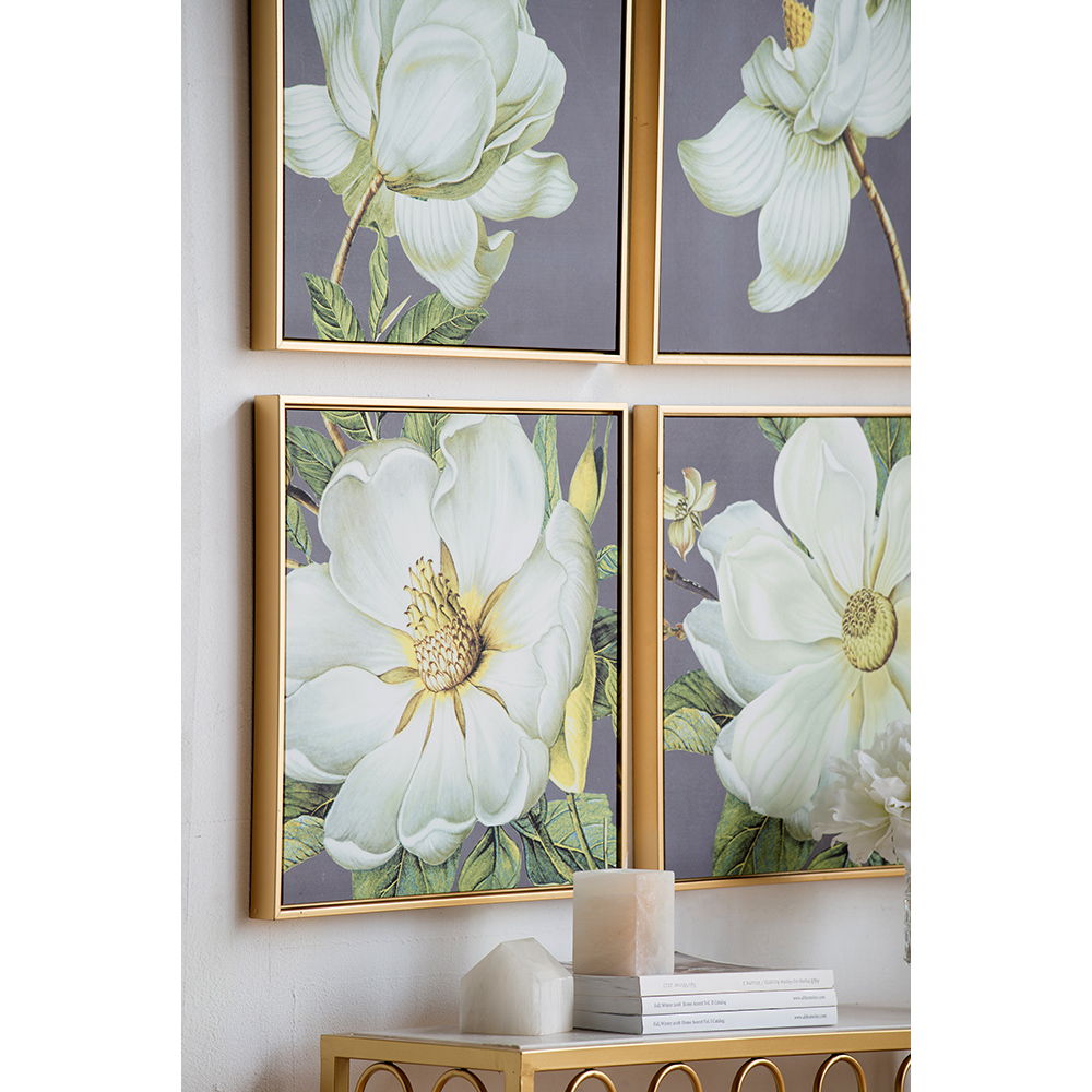 Botanical Wall Art Prints with Premium Frames - Gray (Set of 4)