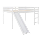 White Full Loft Bed with Slide - Multifunctional Design