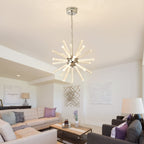 24-Light Bubble Pillar Chandelier with Adjustable Pendant Lighting - Metal