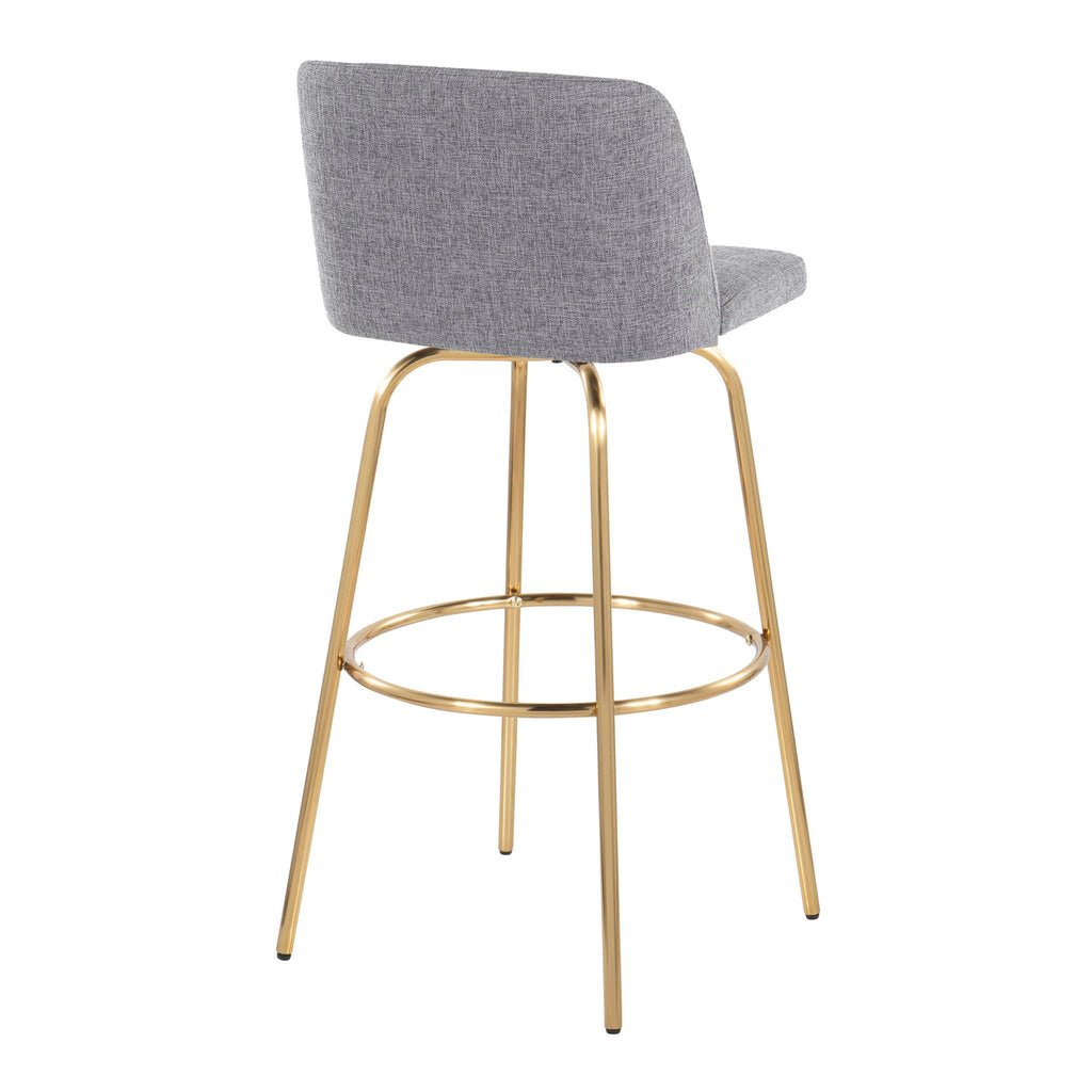 Contemporary Swivel Barstool Set with Round Footrest - Multiple Colors