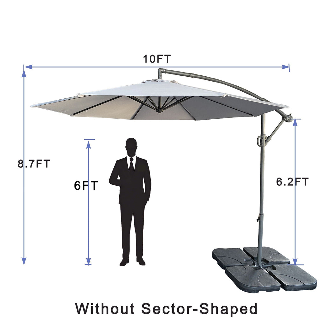 10 Ft Offset Cantilever Patio Umbrella with Crank & Tilt Adjustment - Gray
