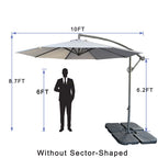 10 Ft Offset Cantilever Patio Umbrella with Crank & Tilt Adjustment - Gray