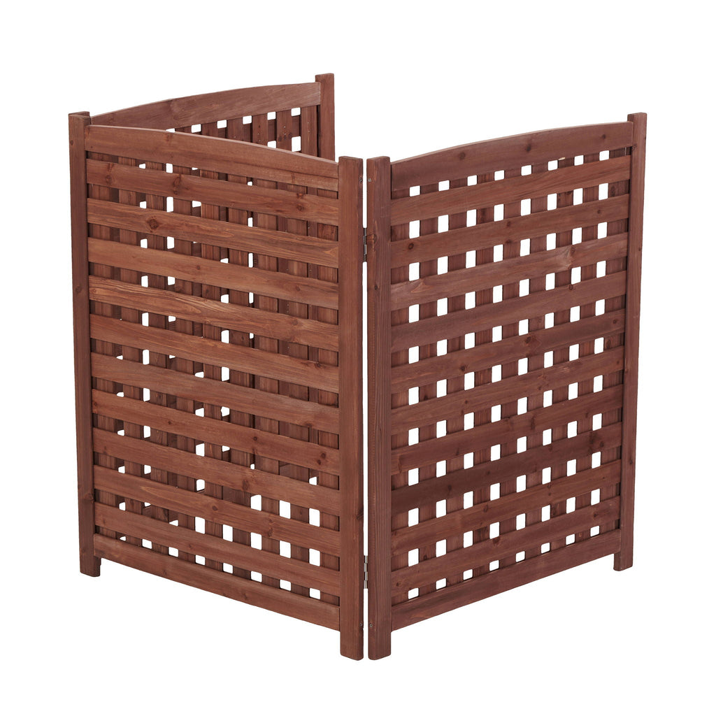 3 Panel Outdoor Air Conditioner Fence Screen with Solid Wood - Light Brown or Dark Gray