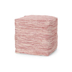 Square Pouf Ottoman with Polystyrene Beads - Red / White
