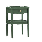 1 Drawer Nightstand with Solid Wood Frame - Blue, Dark Green, or White