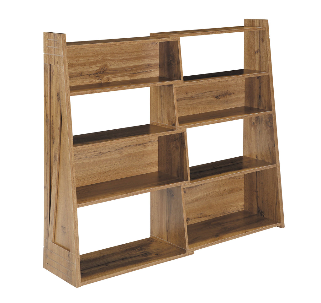 Foldable Bookshelf with Modular Convertible Design - Natural Veneer