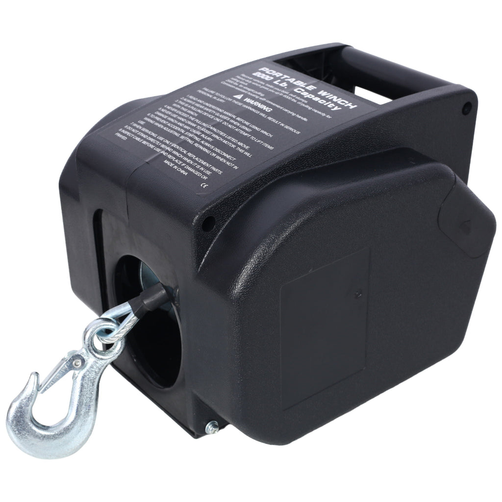 Reversible Electric Trailer Winch with Galvanized Wire Rope - Black