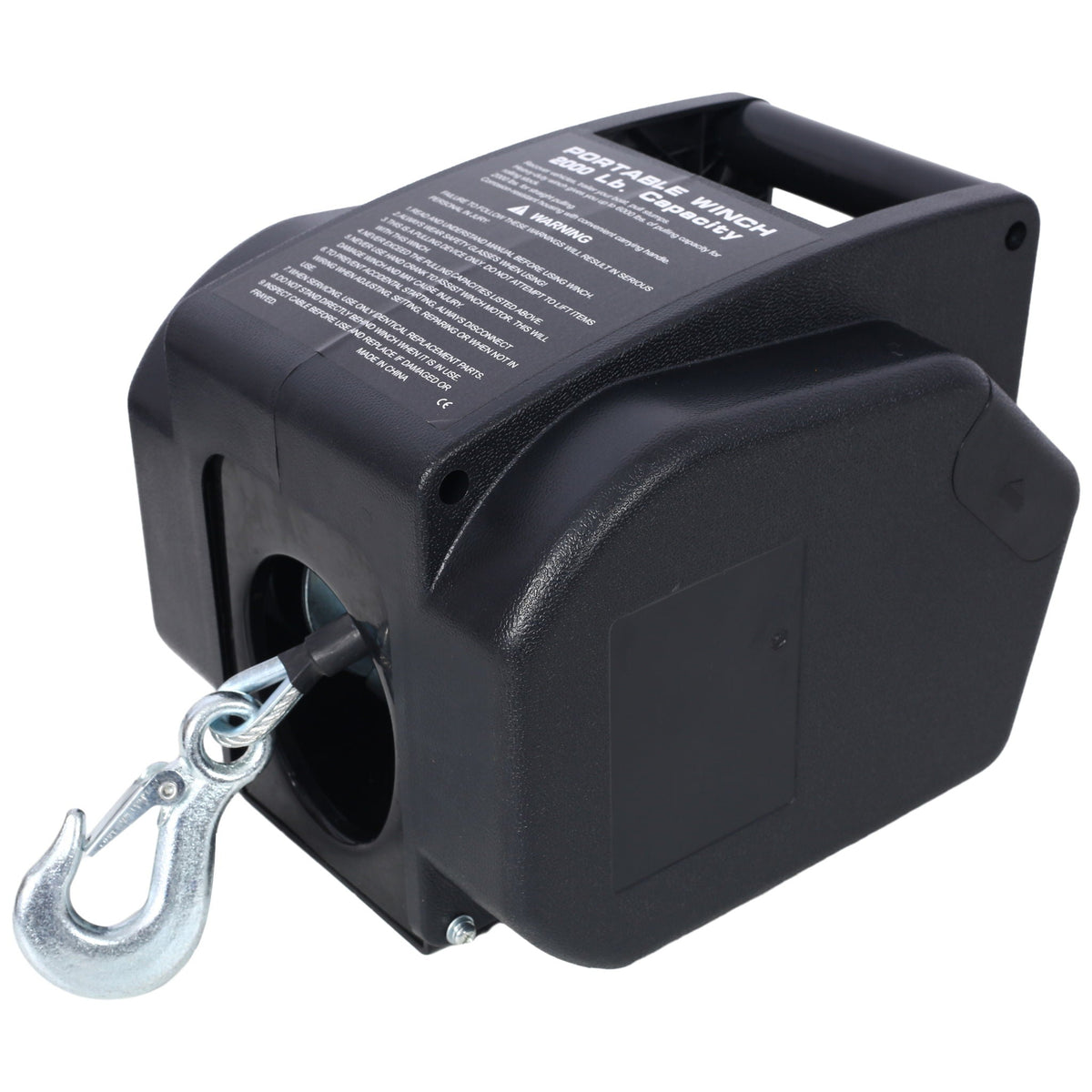 Reversible Electric Trailer Winch with Galvanized Wire Rope - Black