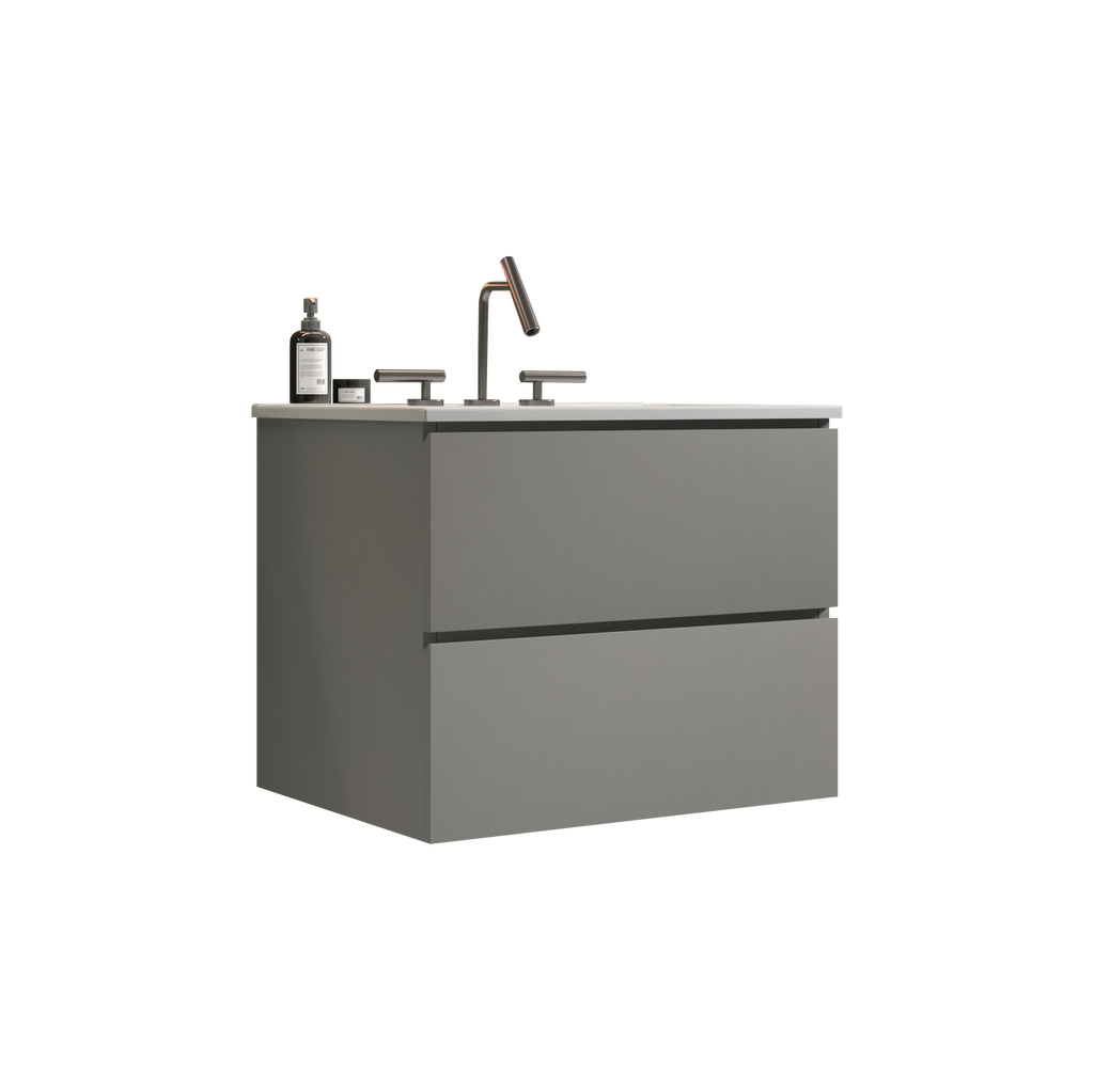 Space Grey 24-Inch Wall Mount Bathroom Vanity with Extra Storage