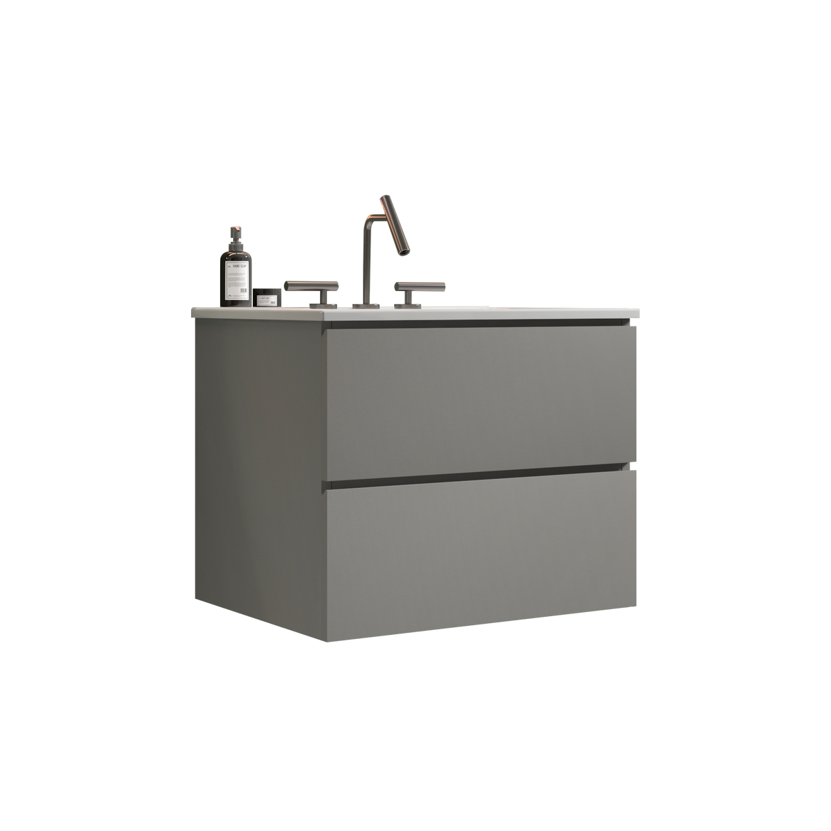 Space Grey 24-Inch Wall Mount Bathroom Vanity with Extra Storage