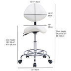 Saddle Stool Chair with Backrest - Ergonomic Support - White