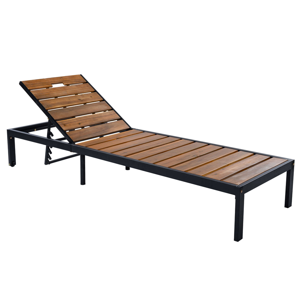 Outdoor Chaise with Adjustable Backrest - Light Brown or Dark Brown
