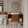 Wall-Mounted Bathroom Vanity with Ceramic Sink - Solid Wood, Floating Design