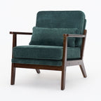 Living Room Chair with Lumbar Pillow and Solid Wood Frame - Dark Gray, Dark Green, Beige
