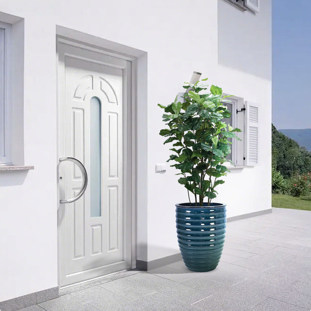 White Flowerpot Planter with Durable Construction - White