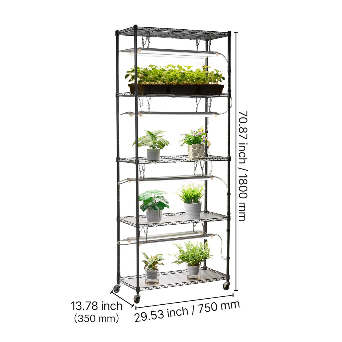 DIY Plant Shelf with Grow Lights for Indoor Use - Adjustable Metal Stand