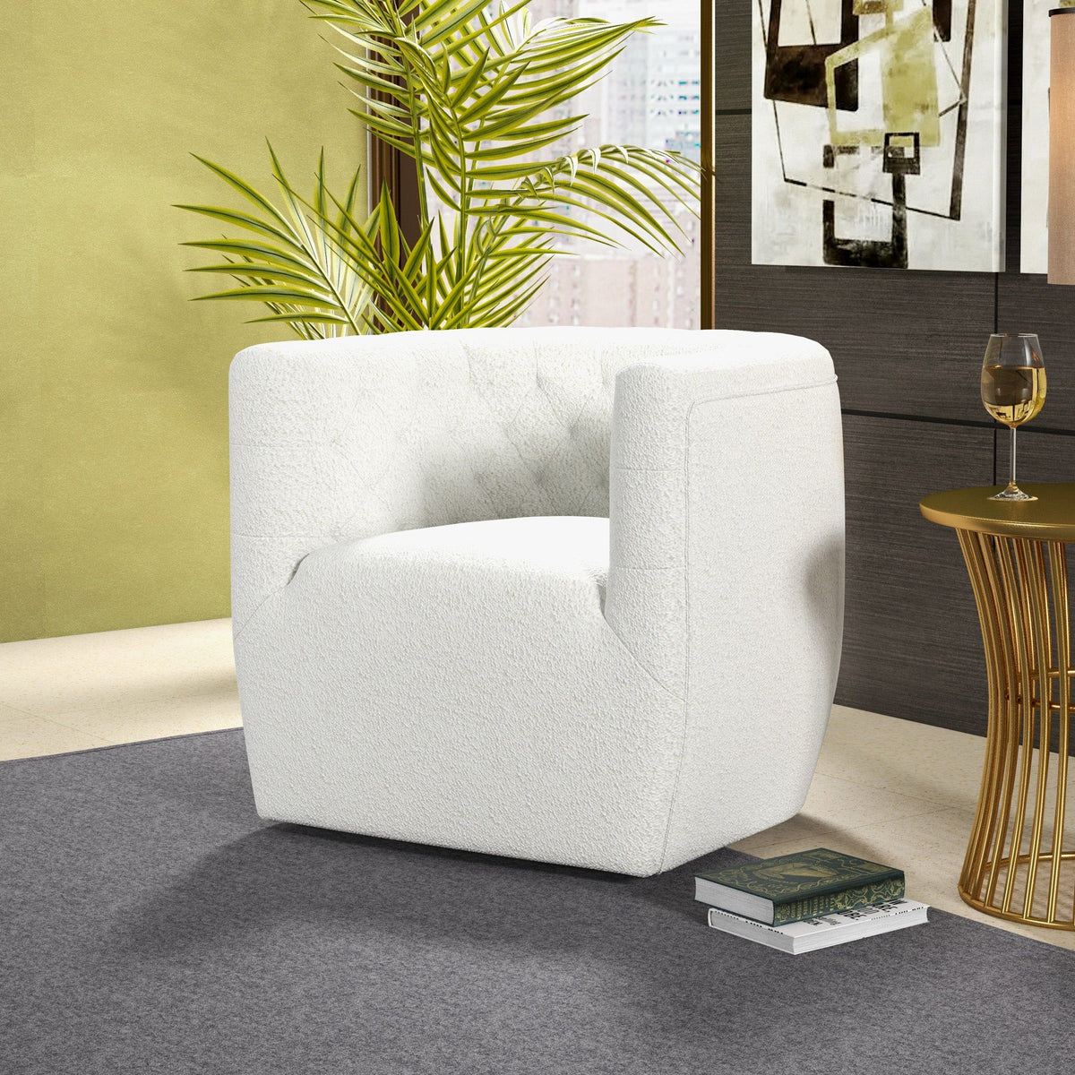 Ergonomic Design Swivel Chair with Tufted Accent - Multiple Colors