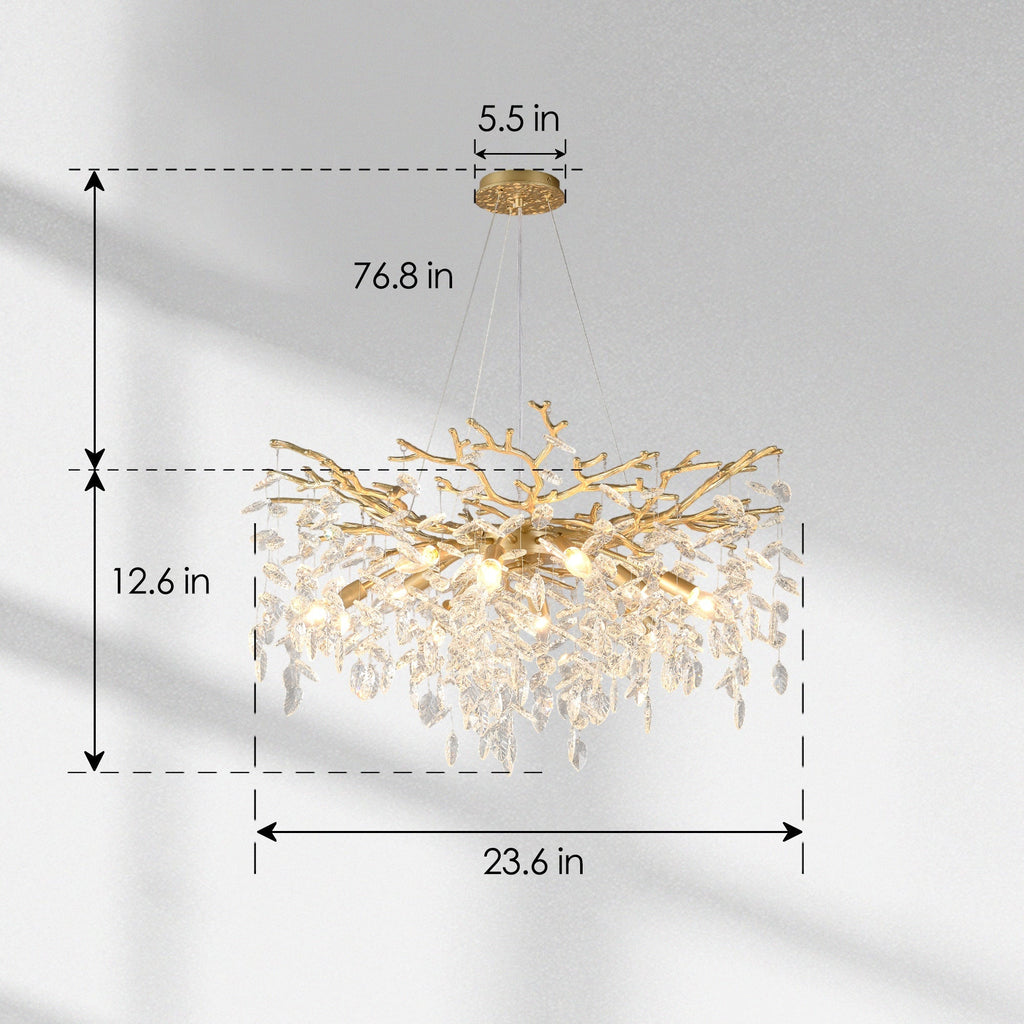 8-Light Crystal Chandelier with Gold Finish and Crystal Accents - Gold