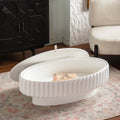 Fluted Storage Table with Lift-Off Lid - Cream White