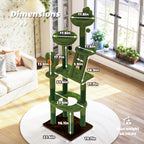 72in Cactus Cat Tree Tower with Transparent Capsule - Green
