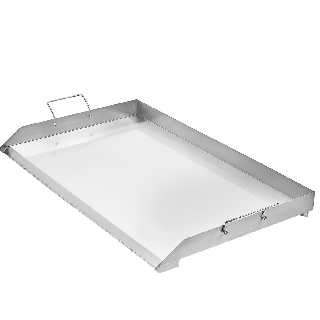 Stainless Steel Flat Top Griddle with Grease Trough – Silver