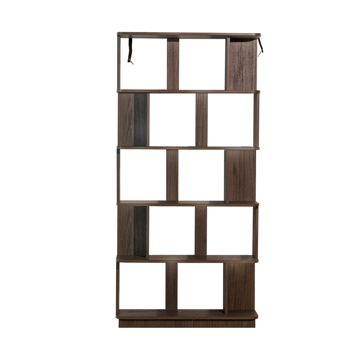 5 Tier Open Bookshelf with Adjustable Storage - Dark Brown
