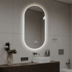 Smart LED Wall Mounted Mirror with Touch Screen and Adjustable Lighting - Pearl Silver