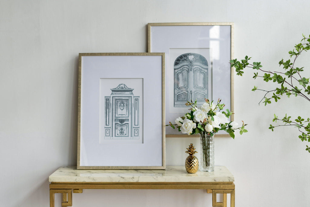 Architectural Wall Art Set with Pencil Design - Silver