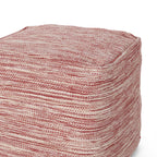 Square Pouf Ottoman with Polystyrene Beads - Red / White