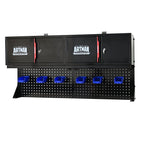Wall Mounted Double Door Storage Cabinet with Tool Rack and Hooks - Black / Red