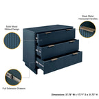 Solid Wood 3 Drawer Dresser with Ribbed Fronts - Multiple Colors