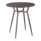 Industrial Round Dinette Table with Durable Metal Legs - White or Dark Brown