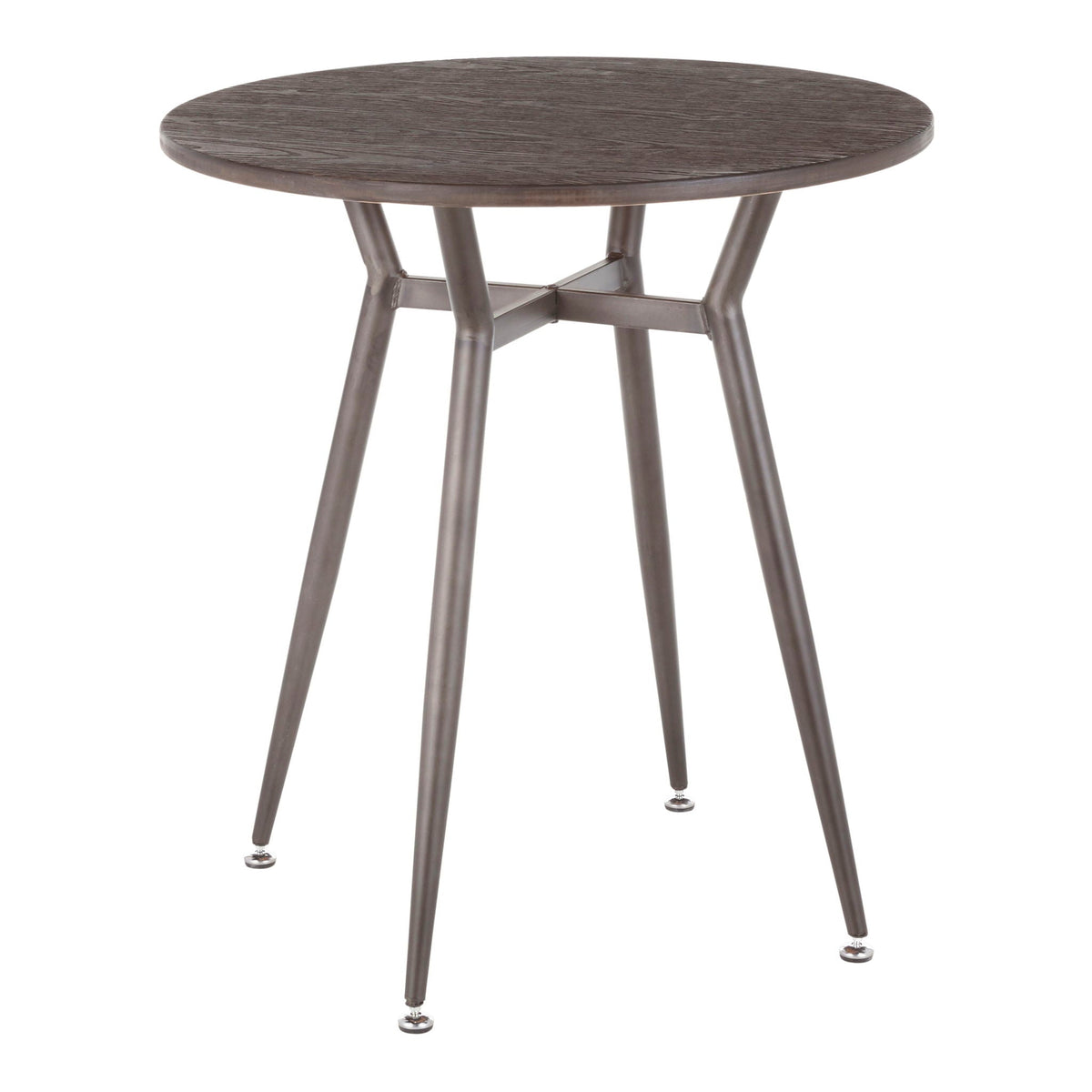 Industrial Round Dinette Table with Durable Metal Legs - White or Dark Brown