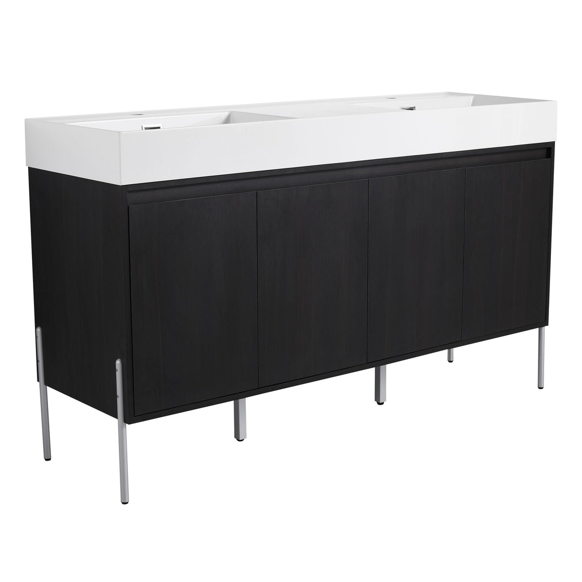 Freestanding Bathroom Vanity With Resin Sink And Storage Cabinet