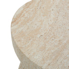 Outdoor Travertine Concrete Side Table with Durable Construction - Concrete