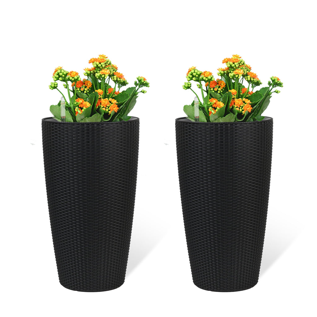 Tall Planters Set with Auto Watering and Water Level Monitor - Polypropylene