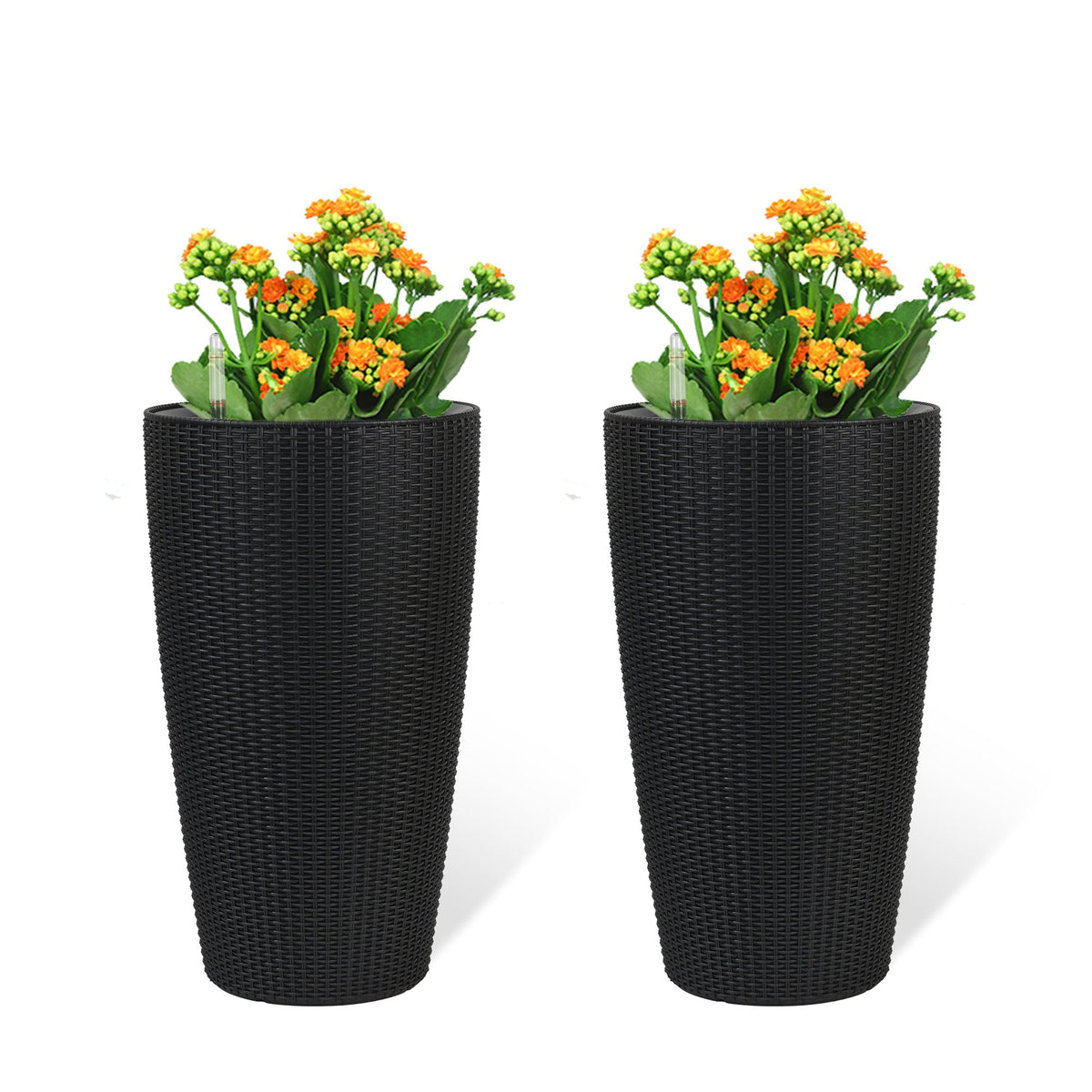 Tall Planters Set with Auto Watering and Water Level Monitor - Polypropylene