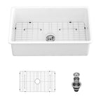 Farmhouse Ceramic Apron Front Single Bowl Kitchen Sink with Durable Design - White or Black