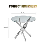 Modern Round Dining Table with Metal Frame - Pearl Silver, Gold, or White