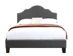 Fabric Upholstered Bed with Padded Headboard – Full or Queen, Gray or Dark Gray
