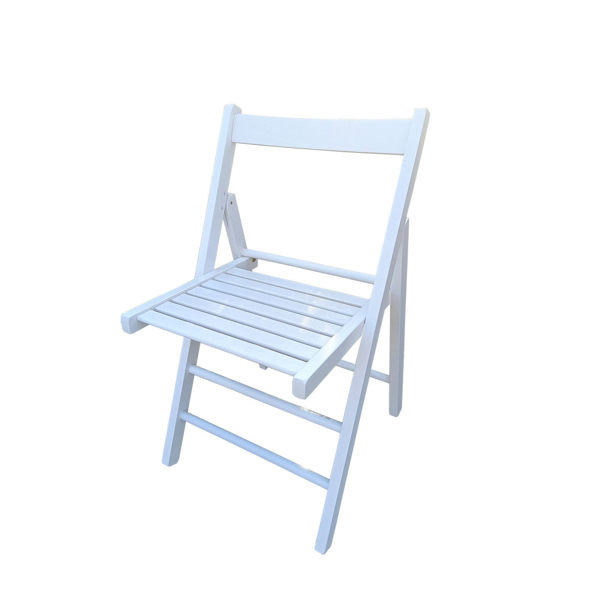 White Folding Chair Set with Foldable Design - Solid Wood