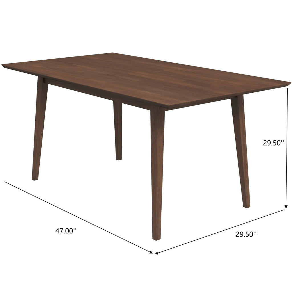 Modern Rectangular Dining Table with Solid Wood Construction - Dark Brown or White